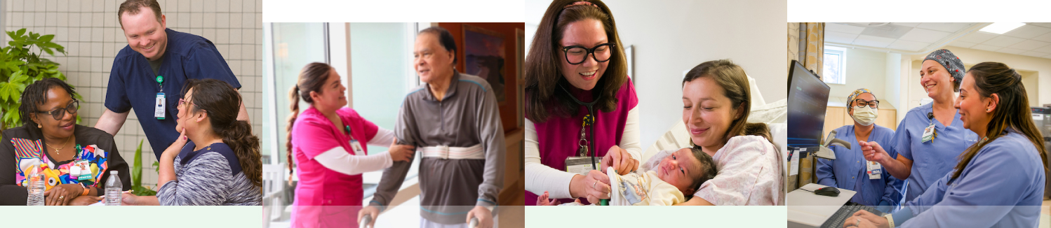 collage of nurses at hospital working
